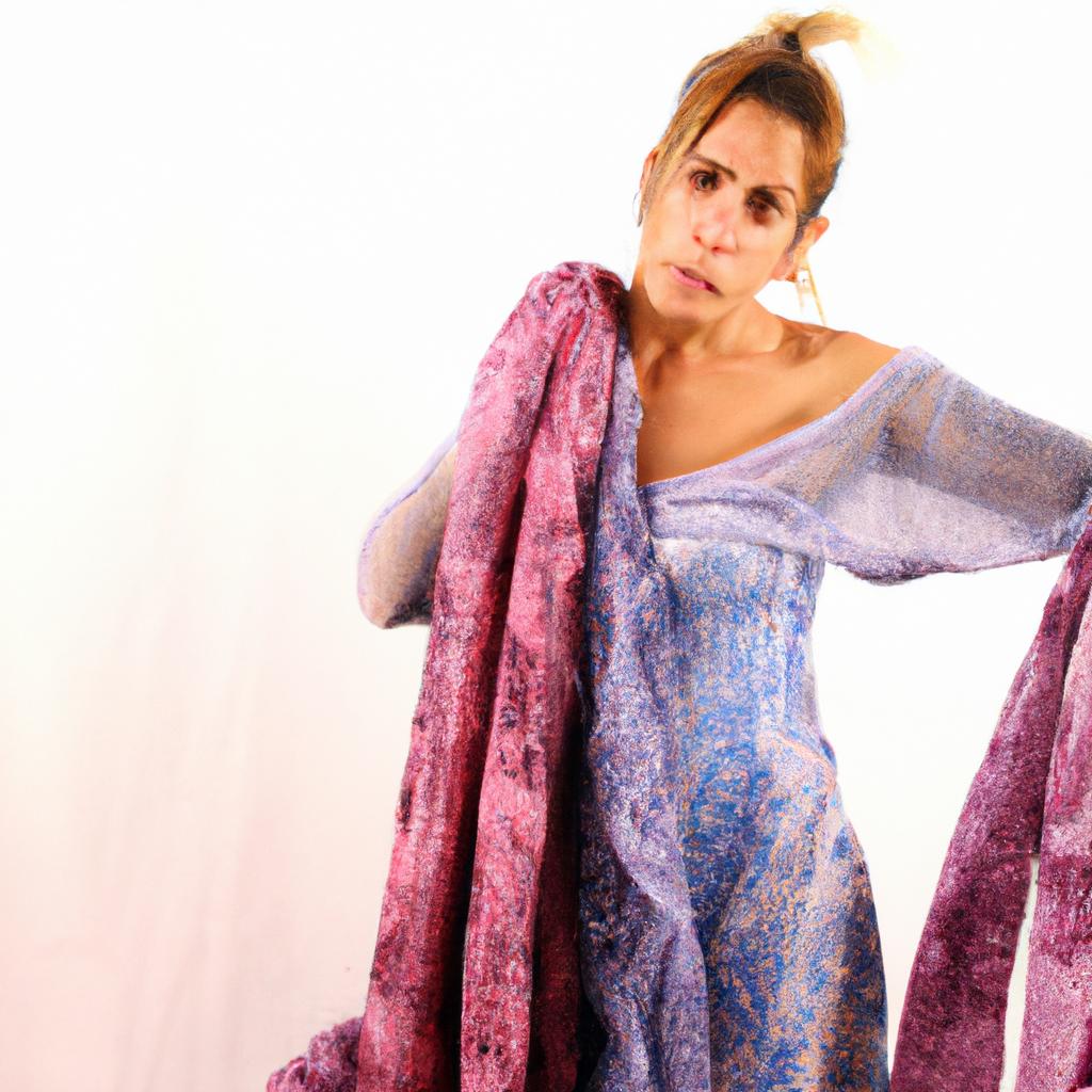 Woman posing with luxurious fabrics